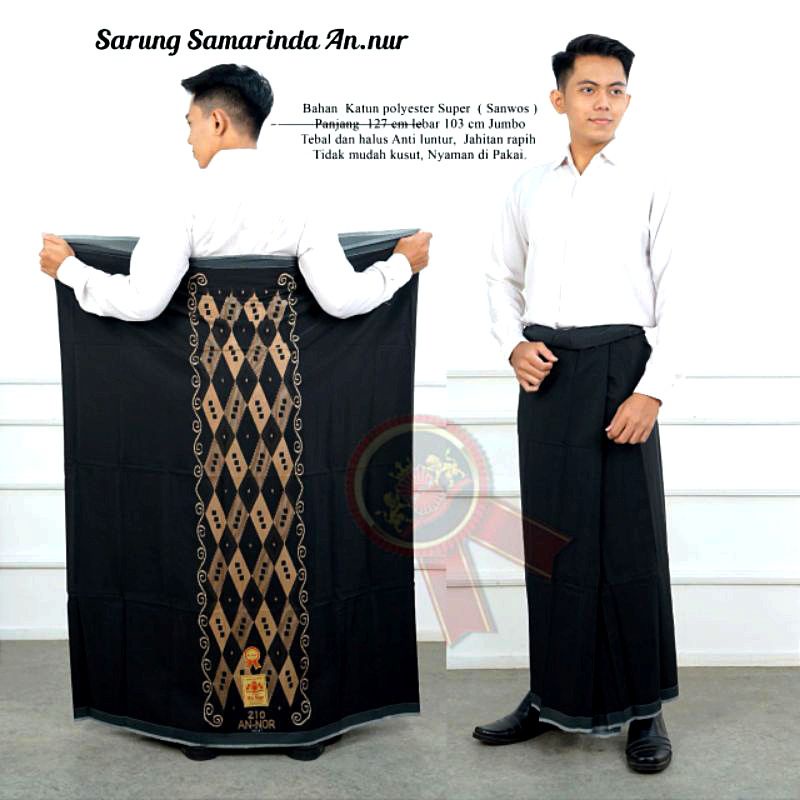 SARUNG SHOLAT HITAM POLOS SAMARENDA / POLISTER FIX KATUN POLISTER 02