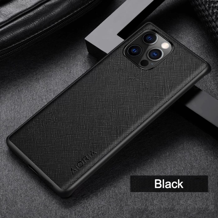 Casing IPhone 12 / 12 PRO MAX Soft Case Cover BelakangKulit PU Canvas