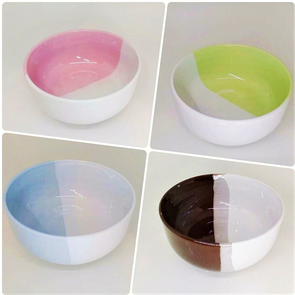Mangkok 2 Warna Two Tone / Mangkuk Porcelain Keramik Cantk 13 cm