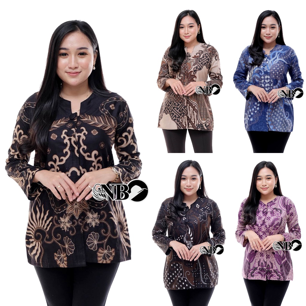 Baju Batik Wanita Modern Atasan Blouse Batik Kerja Kantor Wanita Seragam M L XL XXL