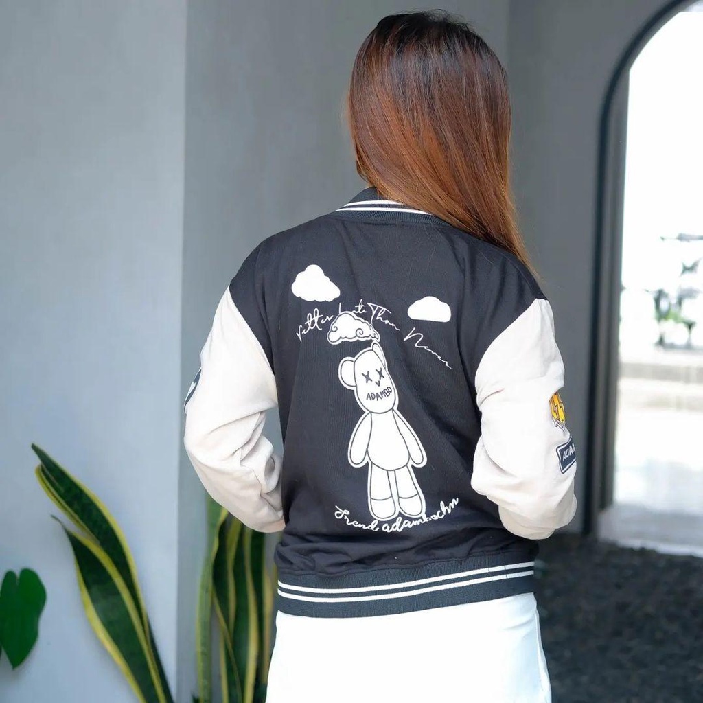 Jaket Baseball Base Ball A ADAMBO BEAR bisa untuk Wanita/Pria