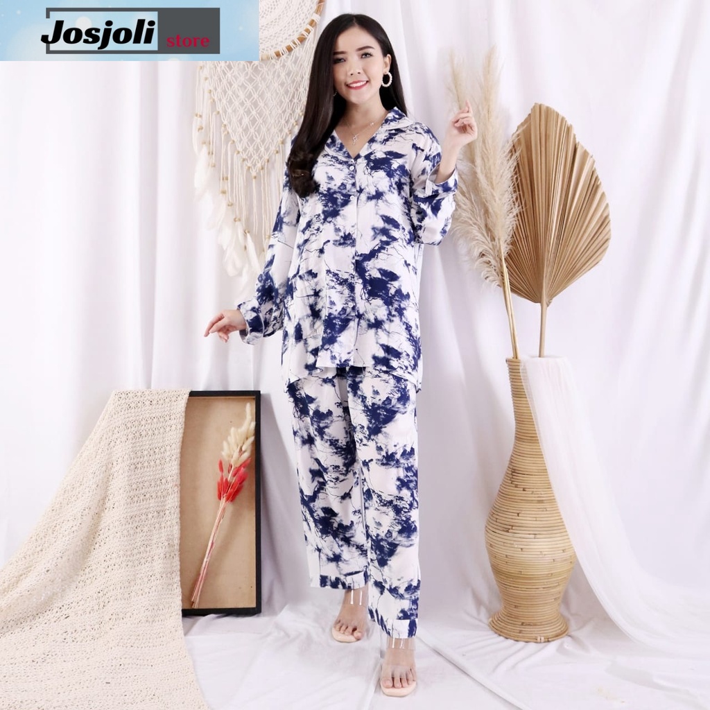 JOSJOLI_STORE /Piyama PP,CP,HP Logi XXL DAN XL/Piyama Rayon Tie Dye Kekinian/Pakaian Tidur Wanita