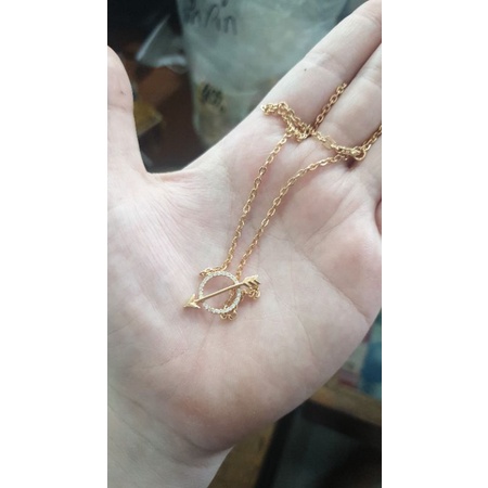 Kalung koye tapal kuda setengah lingkaran mata putih emas asli 700 70% 16k cantik