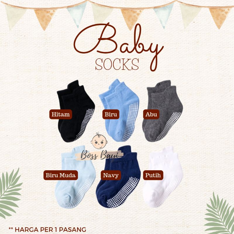 BOSS BAYI - Kaos Kaki Bayi Warna Polos dengan Antislip