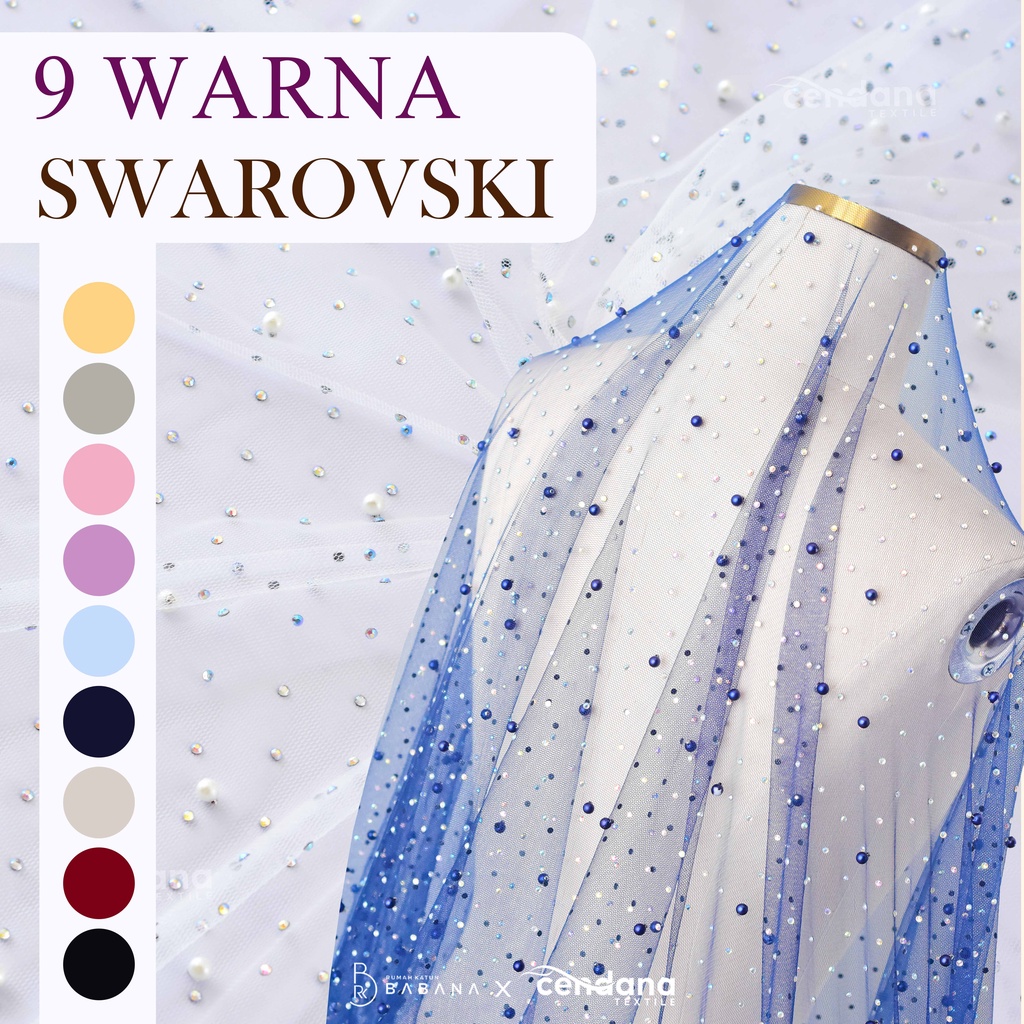 Kain Tile Bridal Wedding Polos Mutiara Tule Swarovski