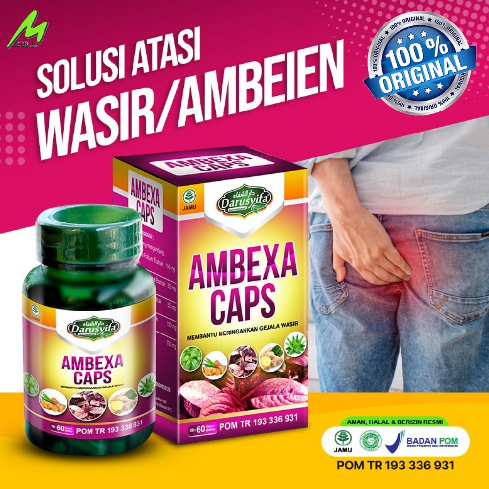 Kapsul Ambexa Caps Darusyifa Original Ekstrak Daun Ungu Obat Herbal Wasir dan Ambeien - 60 Kapsul