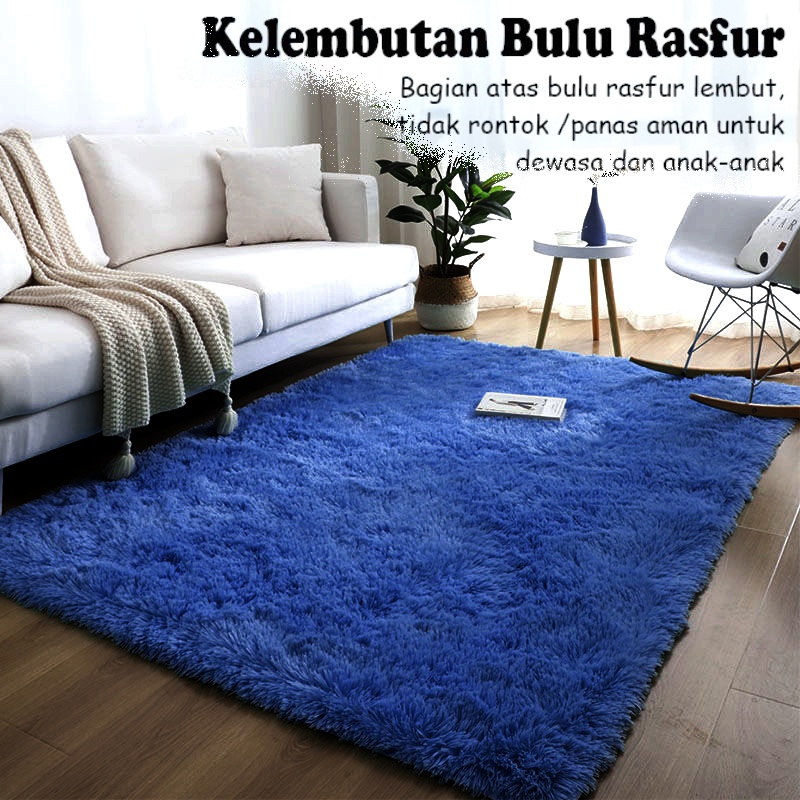 Karpet Bulu Polos Jumbo Lembut Tebal Bulu Karpet Lantai Ukuran 120cm x 190cm Karpet Bulu Rasfur Premium Lebih Lembut / Karpet Bulu karpet bulu rasfur tebal keseluruhan alas polos