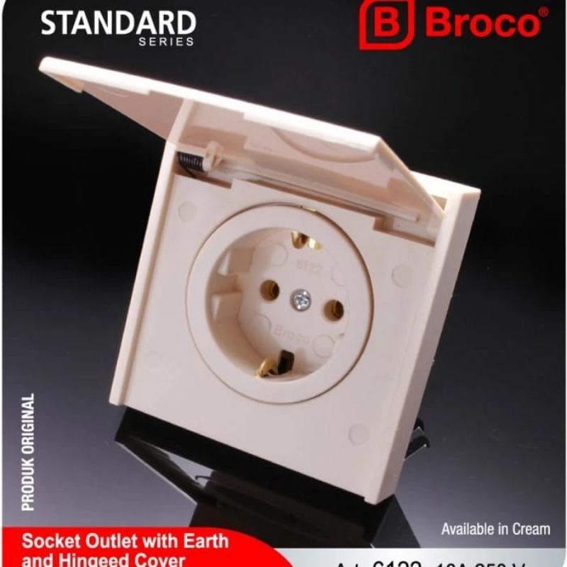 Stop Kontak  IB Broco New Gee 6122 Dengan Tutup / colokan Broco buka tutup