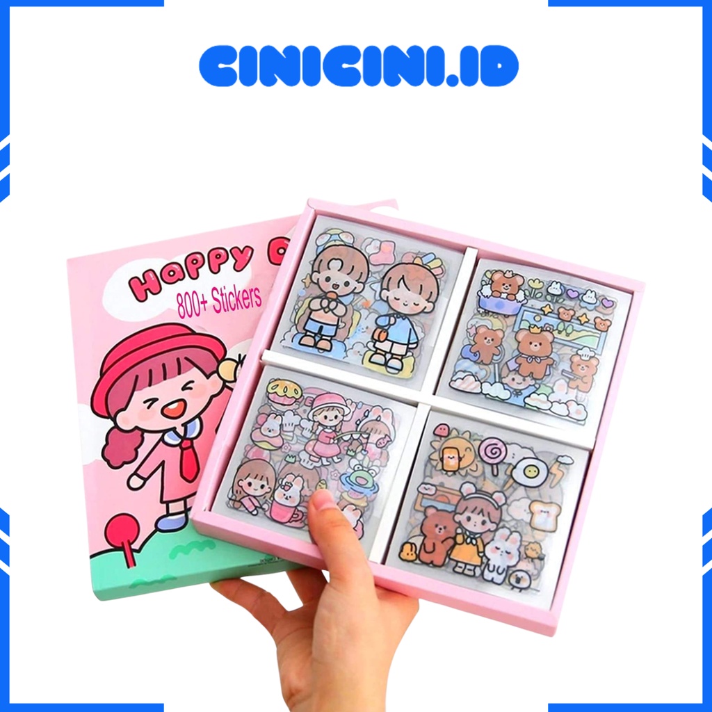 [ Cinicini ] Stiker 2D Sticker botol minum 2D plastik anti air/Buku Diary Stiker Motif/Stiker Anti Air