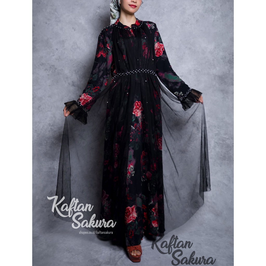 GAMIS RAMADHAN BAHAN TILE DENGAN MOTIF BUNGA BUNGA UKURAN ALLSIZE GAMIS REMAJA TERBARU