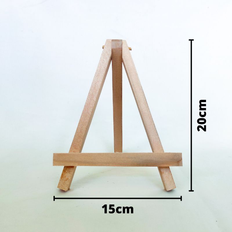 

Easel Kayu Tablet Ipad Tatakan Lipat 20 x 15 cm Stand Mini Wooden Tripod Standing Kanvas Lukis Akrilik Foto Poster