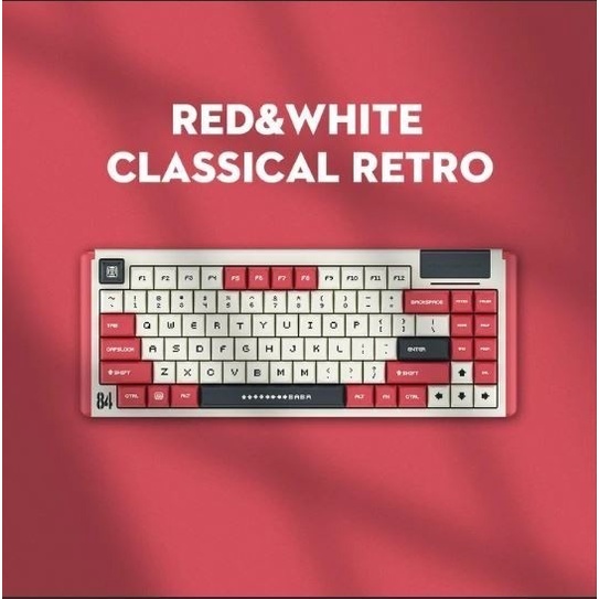 Dustsilver Red &amp; White Cassical Retro Hotswap Wireless Gaming Keyboard