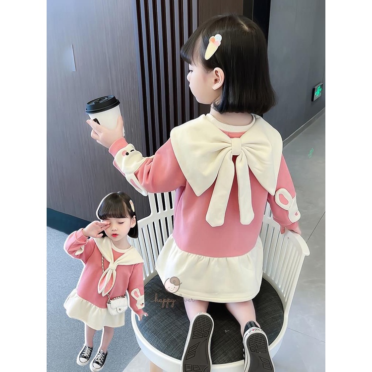 HappyOliver PASSWORD DRESS BUNNY SYAL Dress Sweater 1 - 7 Tahun Baju Anak BerKualitas