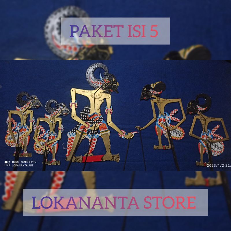 Wayang Kulit Kertas Pandawa Lima Komplit 5 tokoh