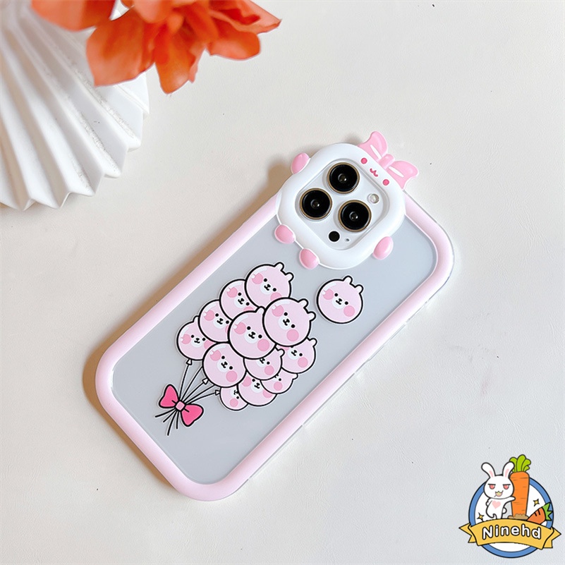 IPHONE Casing Kompatibel Untuk Iphone14 13 12 11 Pro Max X Xr Xs Max7 8 6 6s Plus Se2020Pink Piggy Balon Little Monster Lens Phone Case Shockproof Silikon Soft Case Cover Pelindung