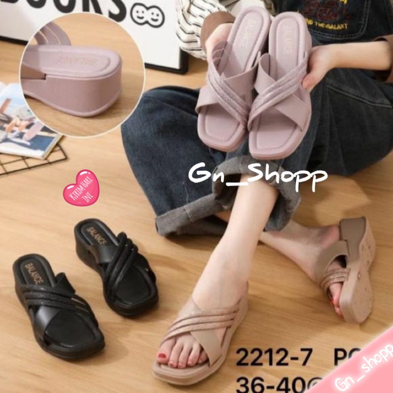 Sandal Wanita WEDGES 4,5CM Terlaris Tali Platform Balance 2212-B1