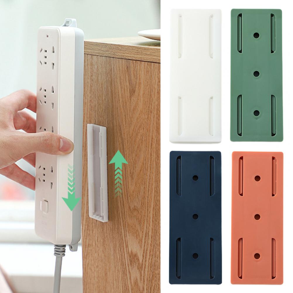 ღ 1Pc Dinding Punch-Gratis Plug Pemegang Self-Adhesive Plug Socket Fixer Mulus Power Strip pemegang Rumah Organizer Kabel Rak Aksesoris Rumah Tangga