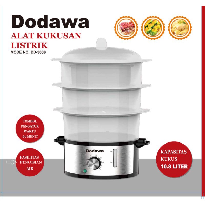 steamer kukusan listrik 3 susun alat steam alat masak listrik dadang stewer panci kukus listrik