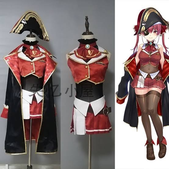 Hoshou marine hololive vtuber wig costume shoes cosplay - Fullset