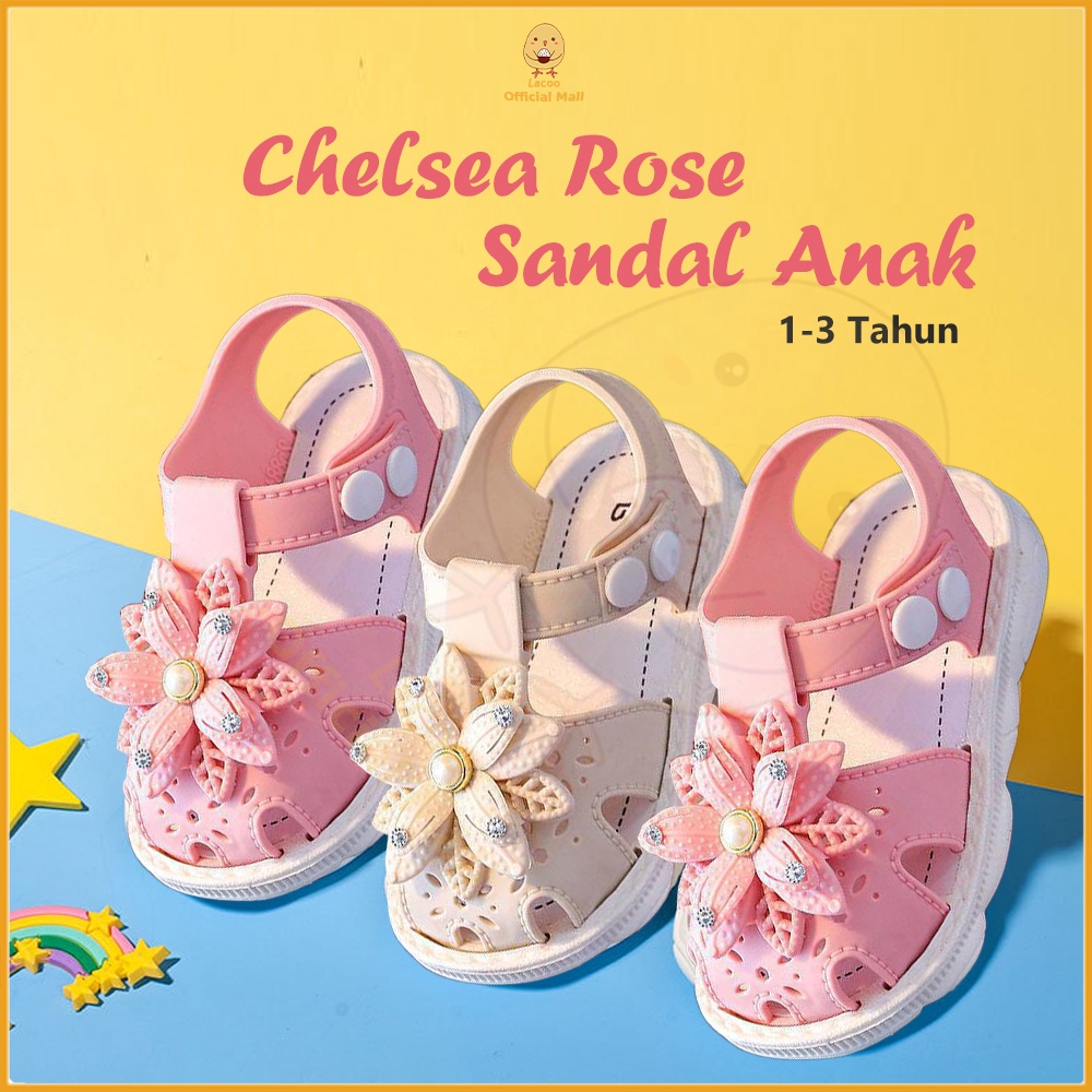 Lacoo Sandal anak perempuan cewek motif bunga Sepatu sandal anak lucu