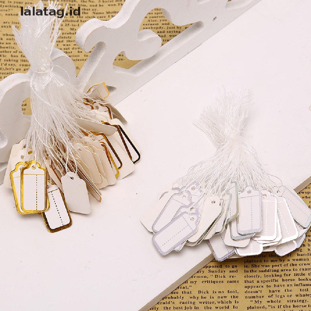 [lalatag] 200pcs Label Harga Tag Label Harga Perhiasan Kertas Kartu Tag Kosong Persegi Panjang [ID]