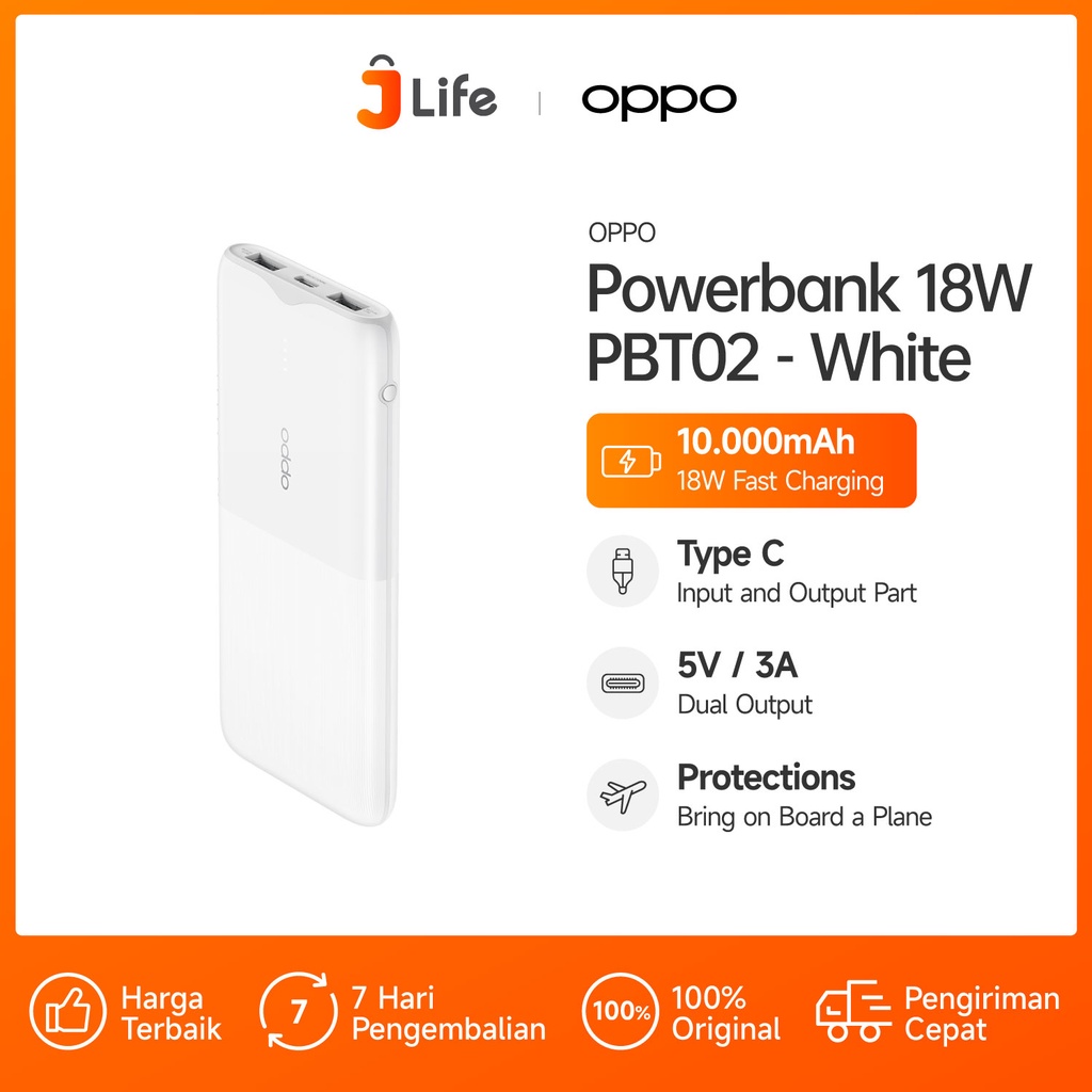 Jlife - Oppo POWER BANK 18W WHITE PBT02