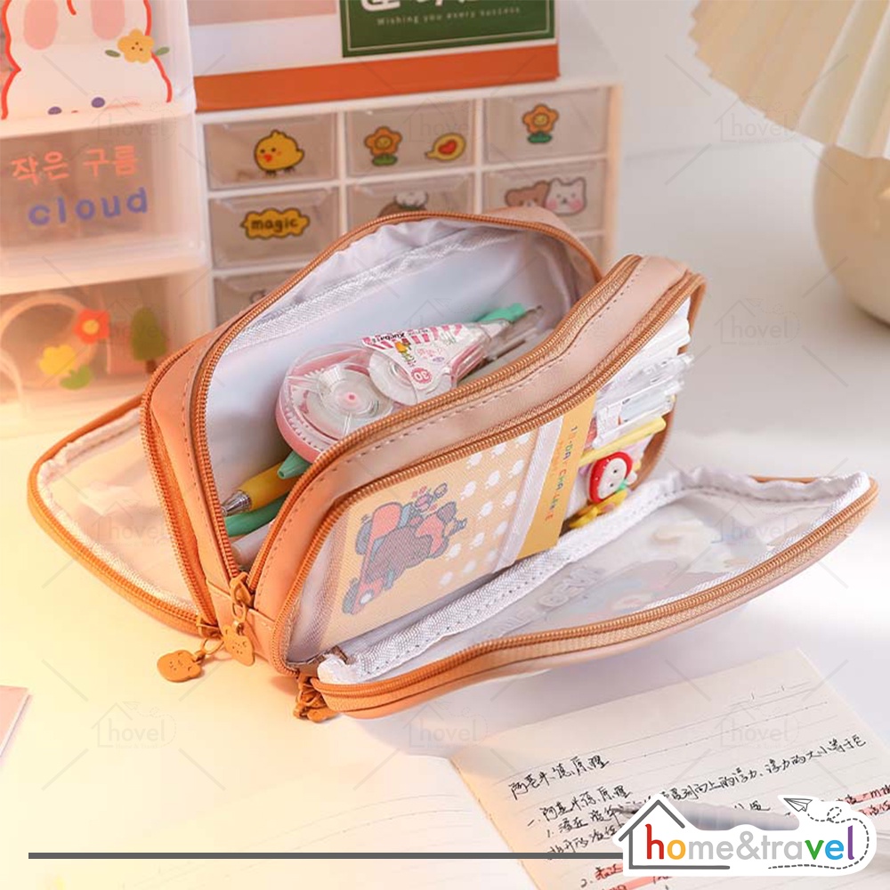 HOVELSHOP Tas Pouch Tempat Penyimpanan Serbaguna Minimalis Pensil Case Motif Kartun Lucu