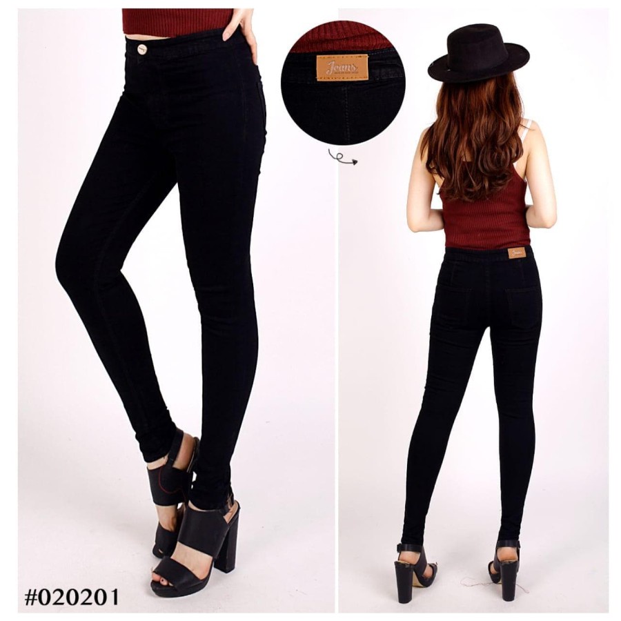 Highwaist Jumbo Jeans Skinny Polos Wanita Big Size 27-42