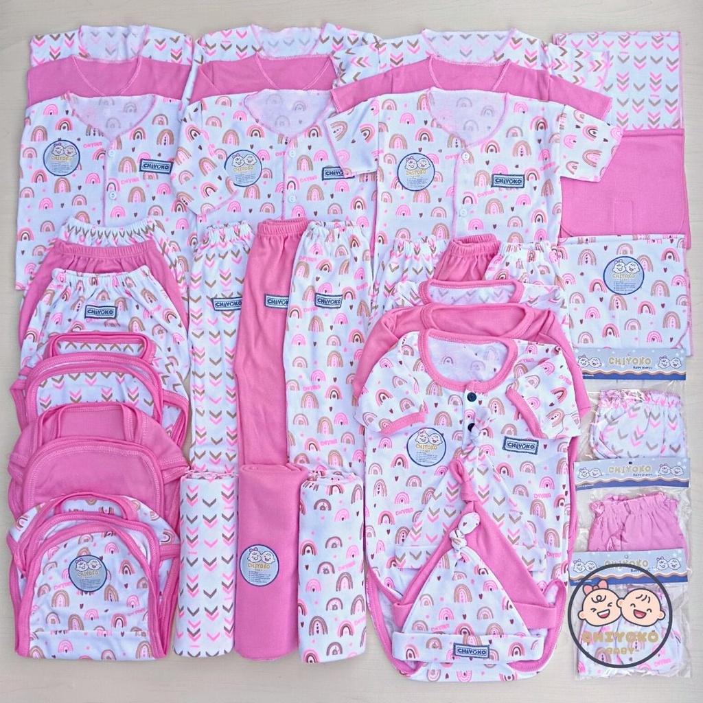 51 Pcs Paket Hemat Terkomplit Baju Bayi Baru Lahir Paket Hemat Brojol Baby Paket Komplit Bayi Baru Lahir Serian PINK Chiyoko Baby