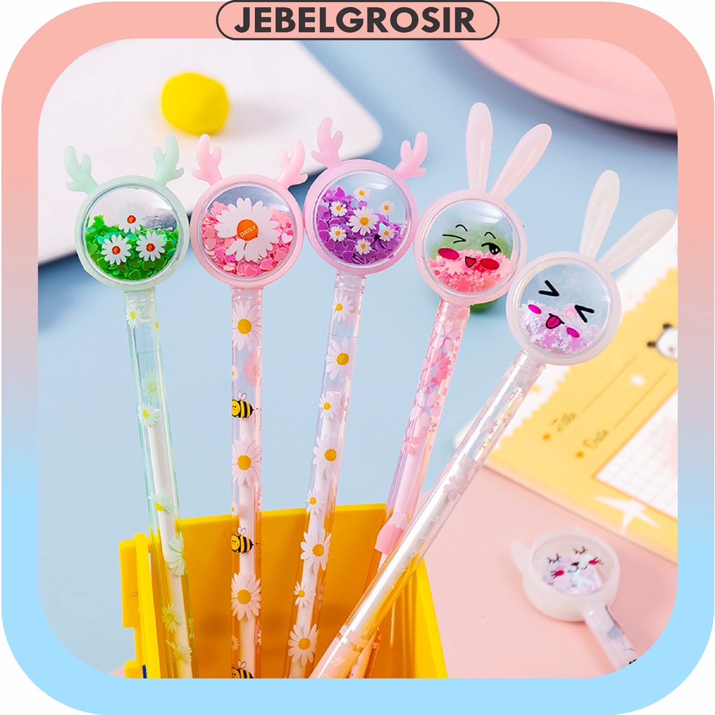 Pena Karakter Payet Gliter Bunny Lucu Black Ink Gel Pulpen Murah Gel Bolpen Gel Pastel Alat Tulis Sekolah Kantor Murah Import 421