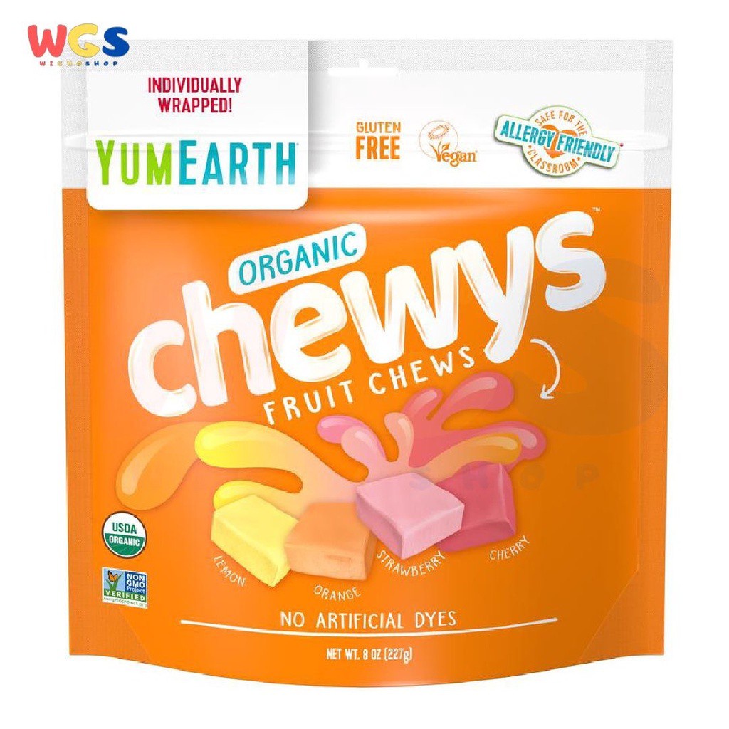 Permen Yumearth Organic Chewys Fruit Chews Gluten Free 8oz 227g