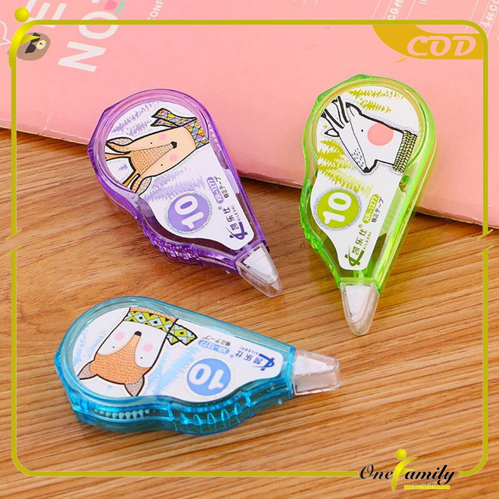 

ONE-A52 Correction Tape Karakter Hewan Lucu Perlengkapan Sekolah Pita Tipex Koreksi Multifungsi / Tip Ex Kertas Anak Sekolah Correction Import