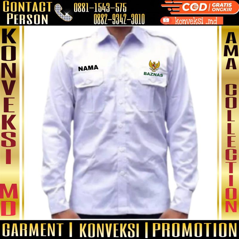 kemeja eksklusif BAZNAS/seragam eksklusif BAZNAS/kemeja pdh BAZNAS full bordir