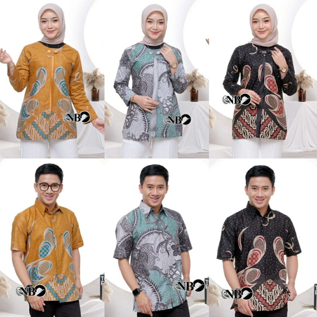 Batik wanita ASJ SA HRB026 Kenongo Kemeja Tosca Pendek Batik Fashion Baju Wanita - couple batik wanita