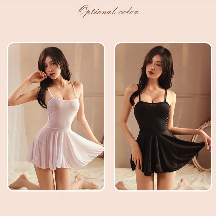 Baju tidur Sexy hot Sutra es Wanita Dress Suspender Seksi Godaan halus Lingerie Set 3A558