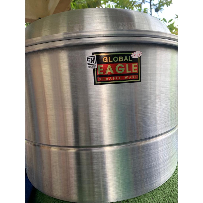 Panci Serbaguna Dandang Kukus 20 Liter SuperJumbo ukuran 45 CM Alumunium Global Eagle Super Tebal  / Panci Kukus Besar Global Eagle