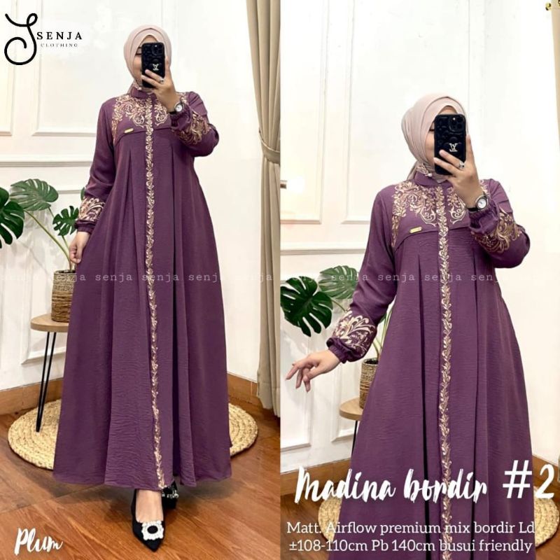 READYSTOCK Madina maxy Nadira dress gamis bordir bahan cringkle