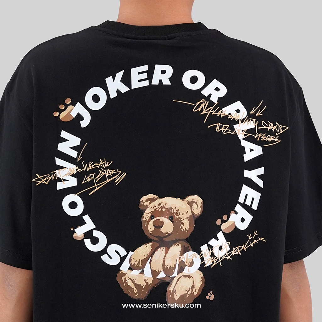 RIC Ricky Is Clown Circle Hanging Bear Black Tee