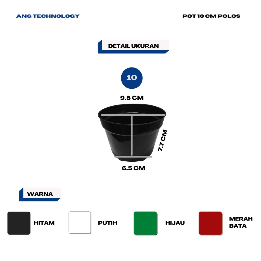 Pot Bunga ANG Hitam 10 cm Pot Tanaman Termurah se-Indonesia 8 10 12 15