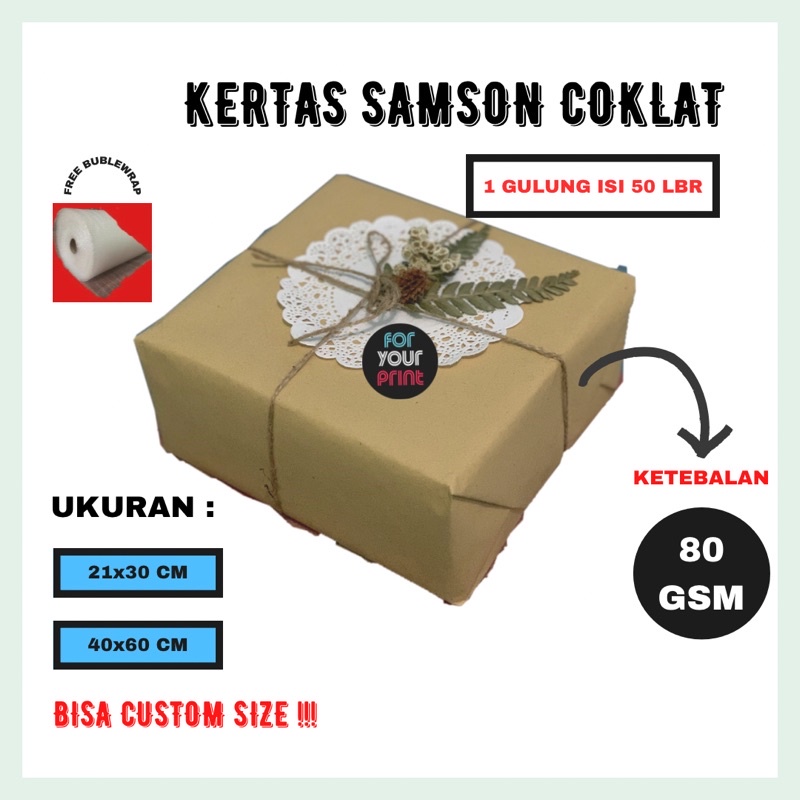 

KERTAS SAMSON COKLAT / KERTAS SAMSON PACKAGING / KERTAS AMPLOP 1 GULUNG 50 LBR