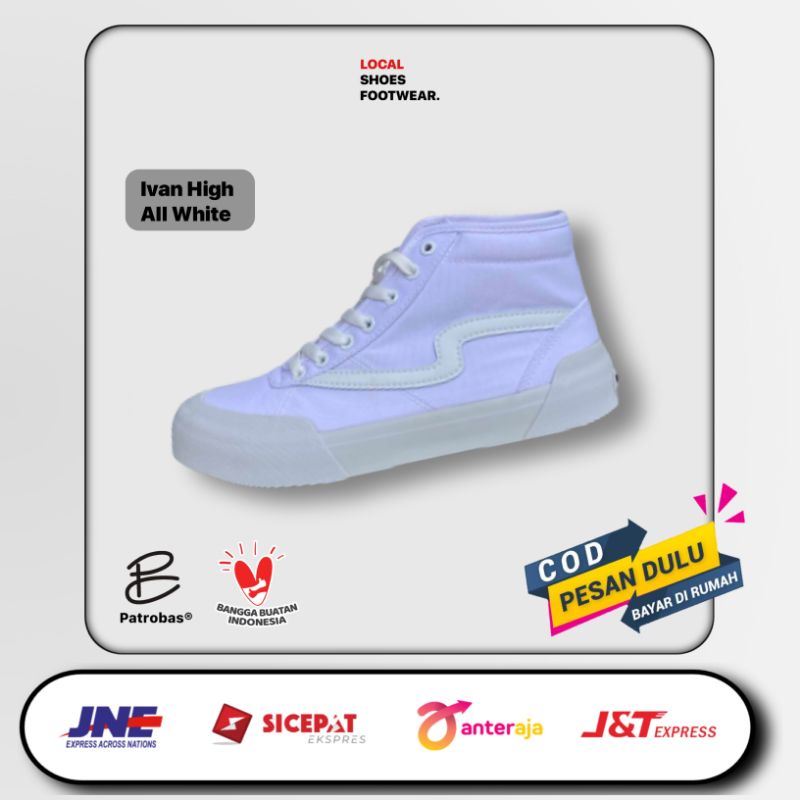 Sepatu Sneakers Patrobas New Ivan Triple White High, Patrobas Ivan High