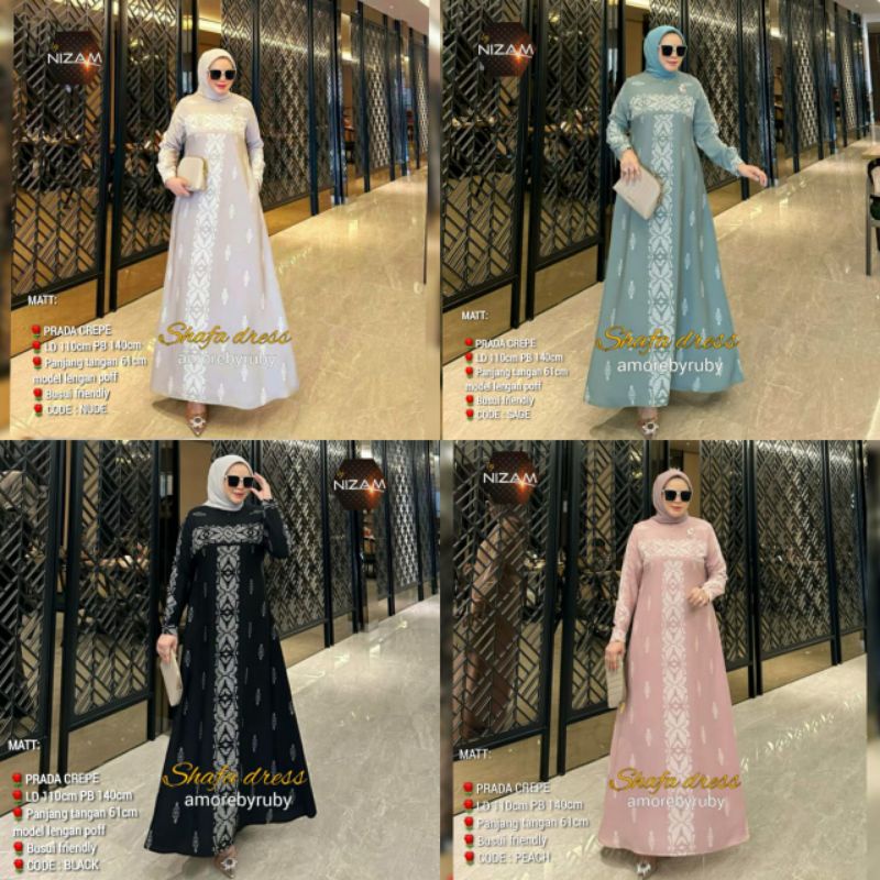 Shafa Dress Busui friendly Bahan Prada Crepe
