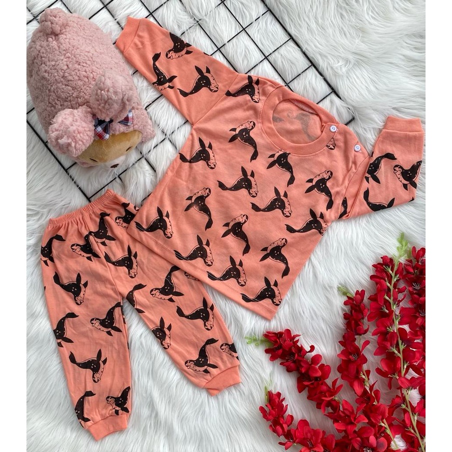 stelan baju bayi laki laki perempuan lucu murah motif singa laut PANJANG 3-18 bulan