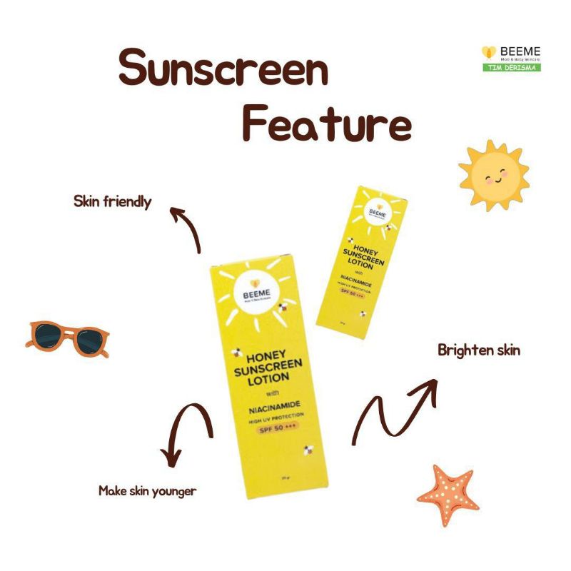 BEEME Honey Sunscreen Lotion with Niacinamide SPF 50/ Sunscreen SPF 50/ Sunscreen BEEME/ BEEME SKINC