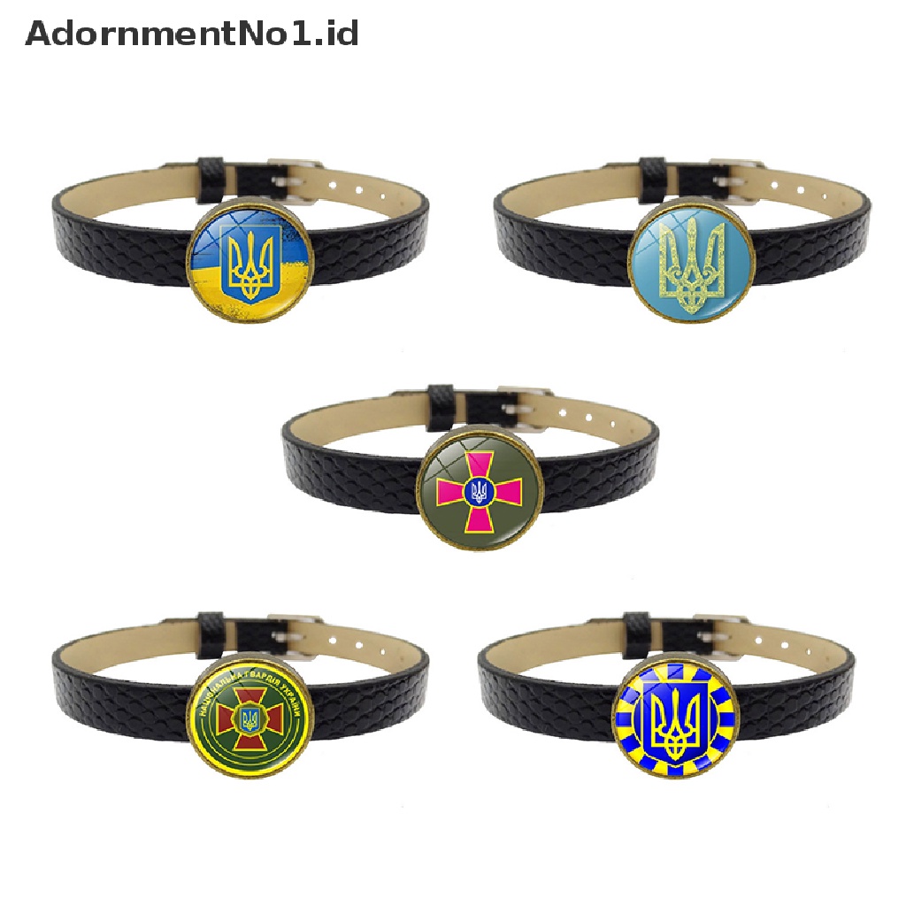 [AdornmentNo1] Perhiasan Gelang Manik-Manik Bendera Lambang Trisula Bangle Kulit PU [ID]