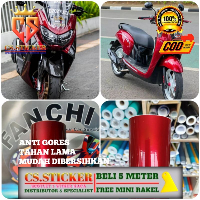 Skotlet Merah Tua Metalik Stiker Scotlet Dark red CandyMetalic Scotlite Merah Doff Untuk Variasi Lis