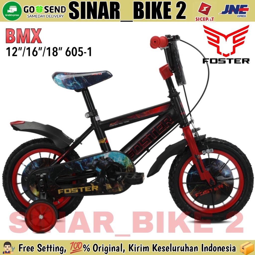 Sepeda BMX Anak Laki  FOSTER 605-1 Ukuran 12 ,16 .18 Inch