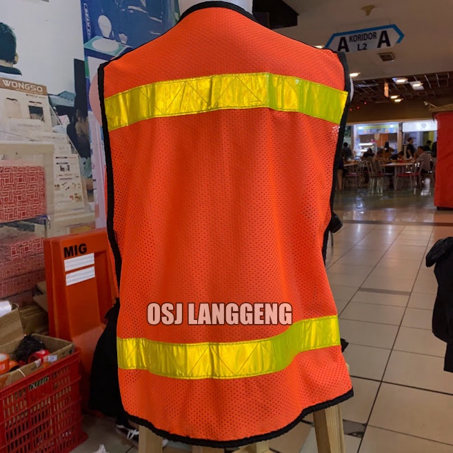 BISA COD | Rompi Proyek Safety Vest Jaring / Jala Tebal 6 Kantong Hijau Stabilo