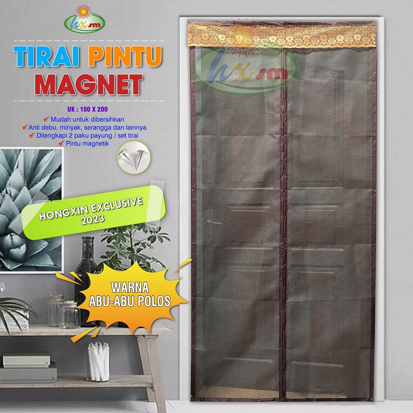 TIRAI PINTU MAGNET - HX - ABU POLOS - 90X210CM