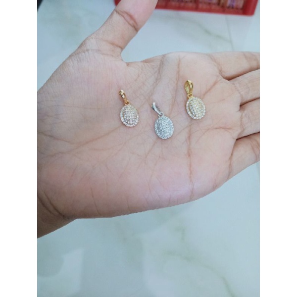 kalung rantai mini paperclip padat + liontin oval corr mp full/kalung perak asli silver 925 lapis emas/ kalung fashion wanita terbaru